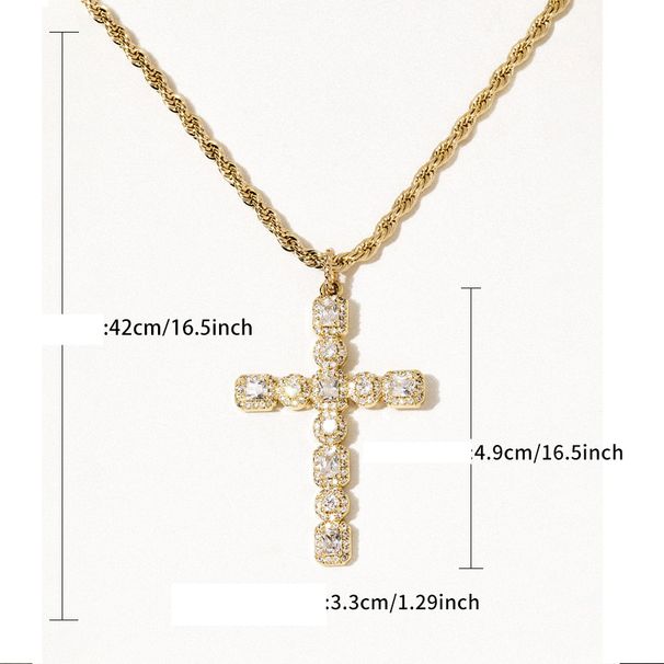 Metal diamond cross necklace fashionable and stylish high end design personality style female jewelry_ipsvogv.com