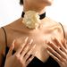N10282 Fashion Geometry Elegant and Romantic Style Rose Flocking Cloth Necklace Bracelet_ipsvogv.com
