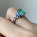 Sanjie Prosperous Full Silver Alloy Ring With Square Crystal Zirconia Set, Ladies' Water Green Diamond Handmade_ipsvogv.com