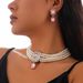 Retro square full diamond gem pearl choker necklace temperament French multi layer necklace_ipsvogv.com
