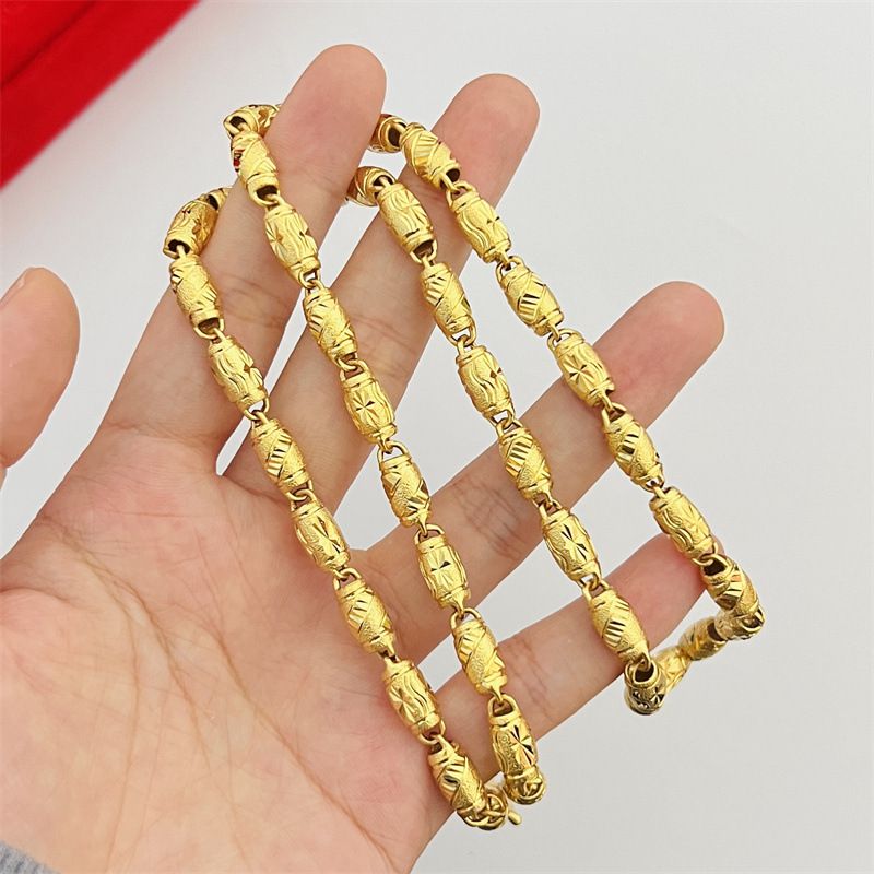 Jin Yicheng Gold Plated Jewelry Hollow Olive Bean Beads Men's And Women's Necklace Fashion Accessories_ipsvogv.com