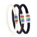 Handmade PU Leather Woven Bracelet Rainbow Magnetic Buckle Leather Braid Knit Rainbow Buckle Weave Plaited Bracelet Bangle_ipsvogv.com