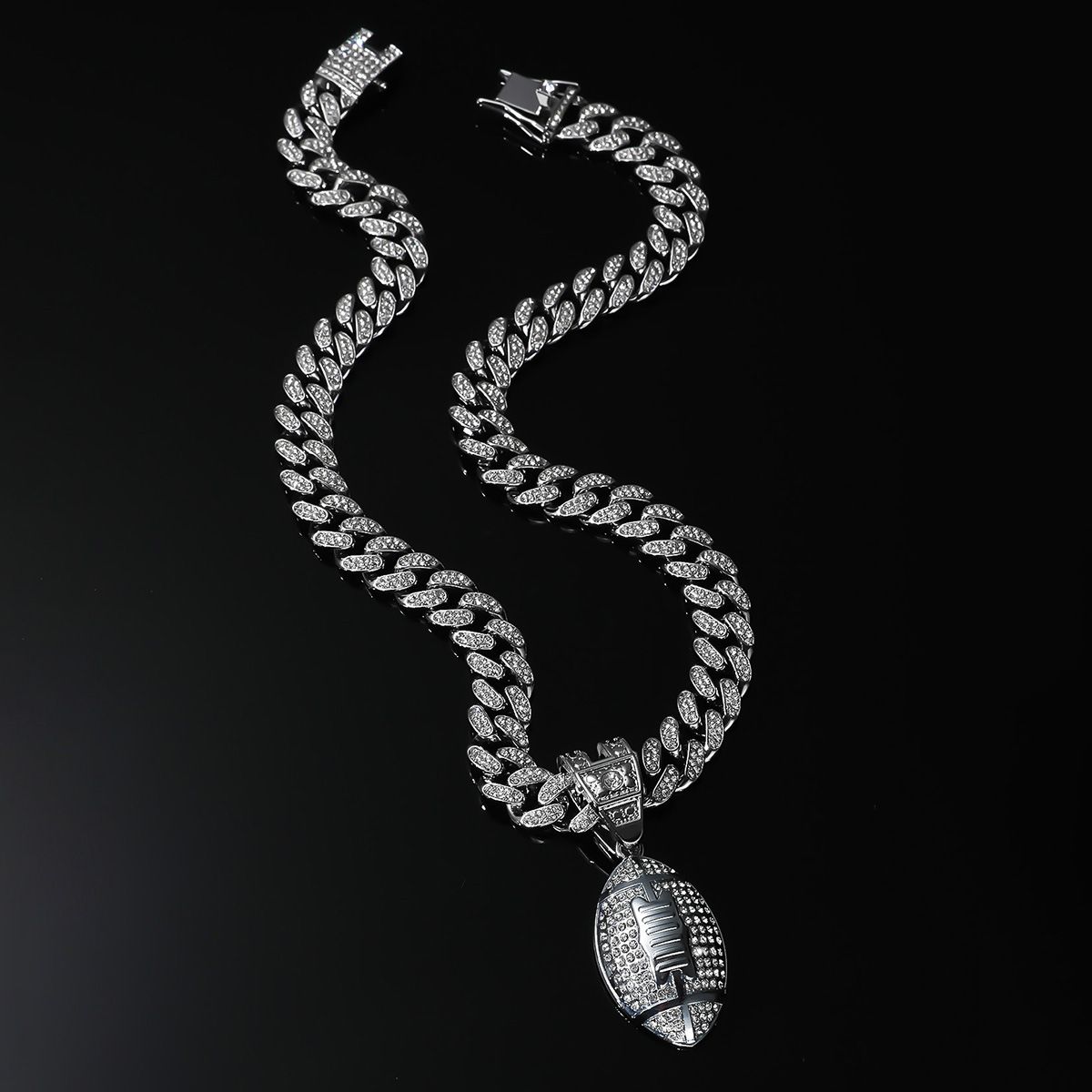 New Hot Selling Hip Hop Jewelry Zinc Alloy Rugby Full Diamond Pendant Necklace Accessories_ipsvogv.com