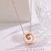 Titanium Steel Rose Gold Trendy Double Ring Roman Inlaid Diamond Necklace For Women's Fashionable Temperament, Light_ipsvogv.com