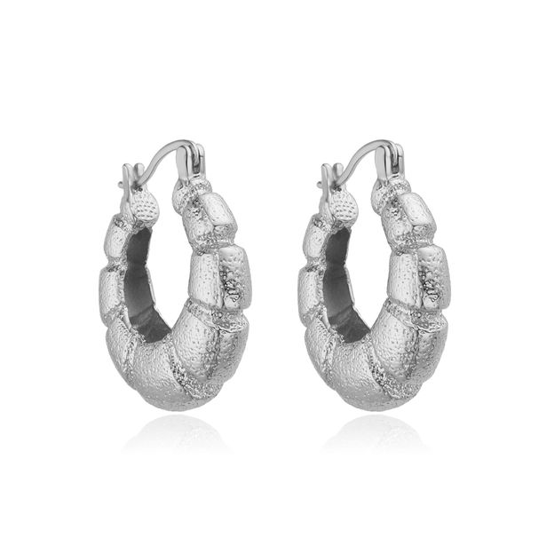 Women’s Jewelry Set Fashion Copper Plated Real Gold Frosted C Shaped Hollow Earrings Retro Geometric Oval Thread Earrings_ipsvogv.com
