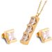 Fashion new personalized two-color zircon titanium steel women necklace earrings two-piece set gift wedding_ipsvogv.com