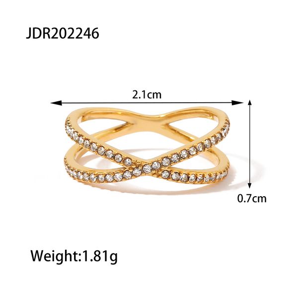 Simple cross diamond ring for women, niche design pinky ring, fashionable personality, popular online, versatile, non fading ring_ipsvogv.com