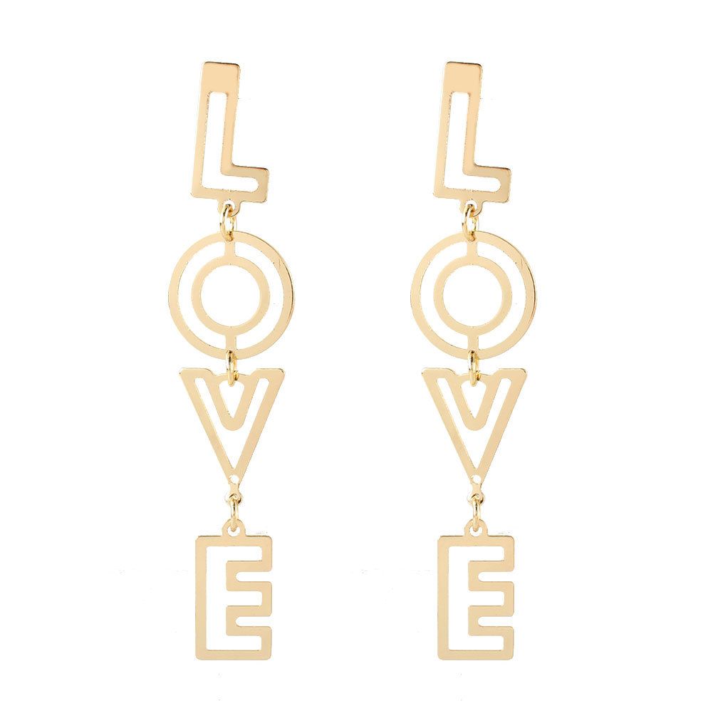 Women’s Jewelry Set Fashion Retro Style LOVE Letter Earrings For Women Personality Fashion Gold Earrings_ipsvogv.com