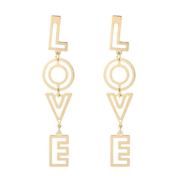 Women’s Jewelry Set Fashion Retro Style LOVE Letter Earrings For Women Personality Fashion Gold Earrings_ipsvogv.com