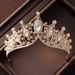 Baroque crown headdress atmosphere necklace earrings three piece set birthday crown bride wedding dress jewelry_ipsvogv.com