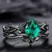 fashion Black Inlaid Green Diamond Ring, Ins Engagement Accessory, Women's Style_ipsvogv.com
