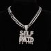 SELF PAID Hip-Hop English Letter Versatile Personality Alloy Full Diamond Cuban Chain Pendant_ipsvogv.com