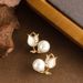 Korean Version Exquisite And Sweet Diamond Inlaid Zircon Pearl Tulip Earrings, Niche Temperament, Personality, High-end_ipsvogv.com