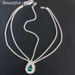 Blue water drop pendant head chain fashionable multi layer rhinestone forehead chain hair accessories jewelry_ipsvogv.com