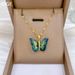 【 】 Dazzling Blue Butterfly Light Luxury Charm Gorgeous Full Diamond Necklace Women's Versatile Clavicle Titanium Steel_ipsvogv.com