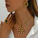 Small Fresh And Sweet Jewelry Set Niche Pastoral Style Oil Drop Wheat Ear Design Necklace Earrings Accessories All Match Ring_ipsvogv.com