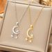 Korean Version Of Ins Style Titanium Steel Necklace, Female Niche Design, Zircon Moon Star Tassel, Internet Famous_ipsvogv.com