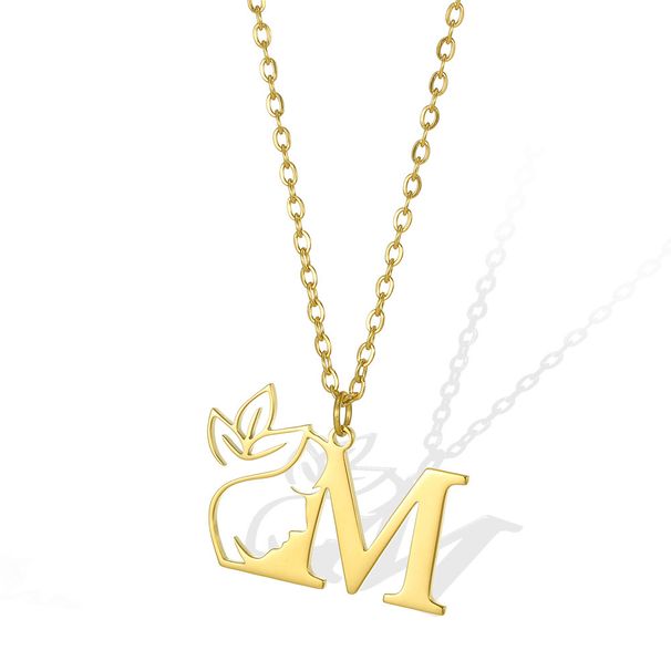 new letter necklace stainless steel side face hollow portrait 26 letter necklace men and women jewelry_ipsvogv.com