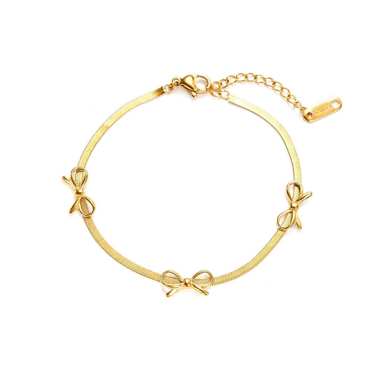 Spot Electroplated Titanium Steel Sweet And Cute Bow Bracelet Necklace Set_ipsvogv.com