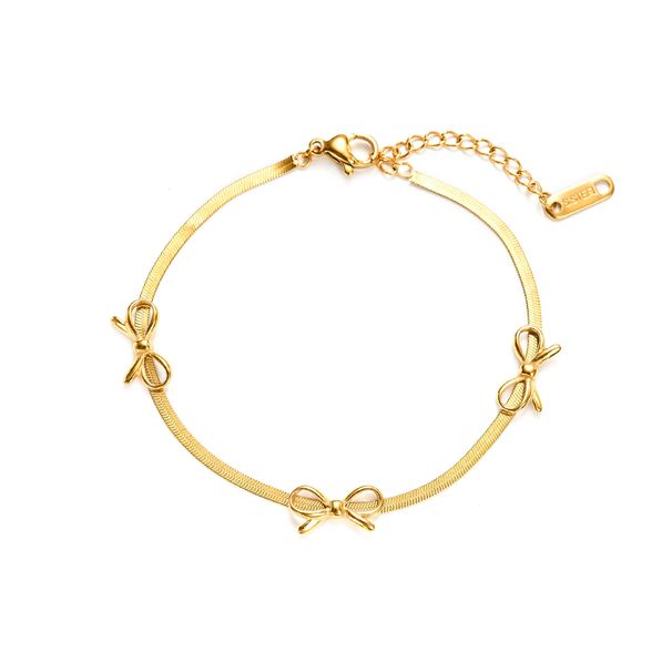 Spot Electroplated Titanium Steel Sweet And Cute Bow Bracelet Necklace Set_ipsvogv.com