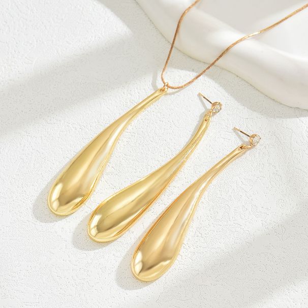 INS Exaggerated Large Geometric Water Drop Pendant Simple Clavicle Fashion Punk Style Earrings Necklace Set_ipsvogv.com