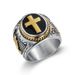 Men's Jewelry Titanium Steel Stainless Steel Gold Plated Praying God's Hand Cross Retro Ring_ipsvogv.com