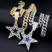 Fashion Full Diamond Blue Five-Pointed Star Necklace Jewelry Unisex Personality Hip-Hop Pendant_ipsvogv.com