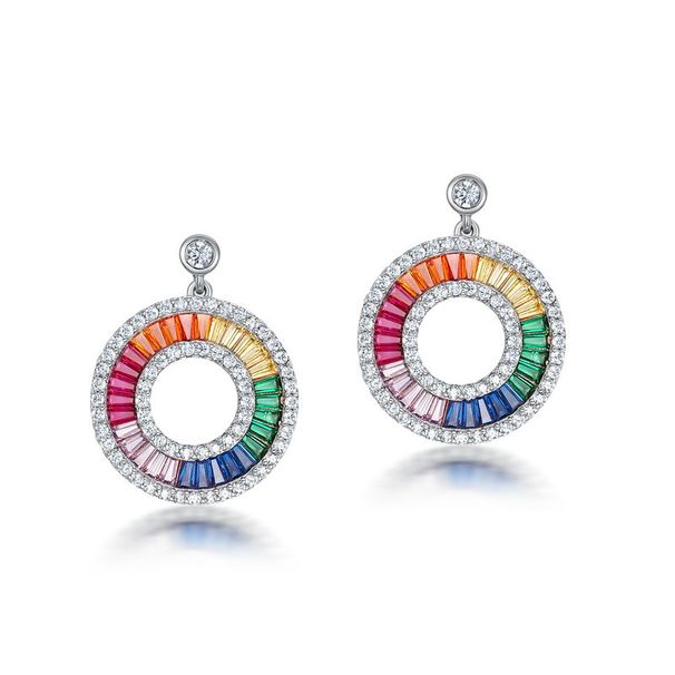 Colorful Zirconium Earrings For Women S925 Silver Inlaid With Colored Gemstones High End Earrings Light Luxury Fashion_ipsvogv.com