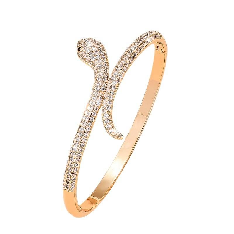 1PC New Vintage Snake Cubic Zircon Bracelet Niche Design Fashion High-end Jewellery Woman_ipsvogv.com