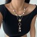 Baroque Pearl Layered Necklace, Female Punk Style Metal Portrait Pendant Accessory_ipsvogv.com