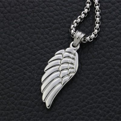 Singer Rap Student Hairstylist Nightclub Hip Hop Angel Wings Feather Pendant Titanium Steel Men's And Women's Necklace_ipsvogv.com