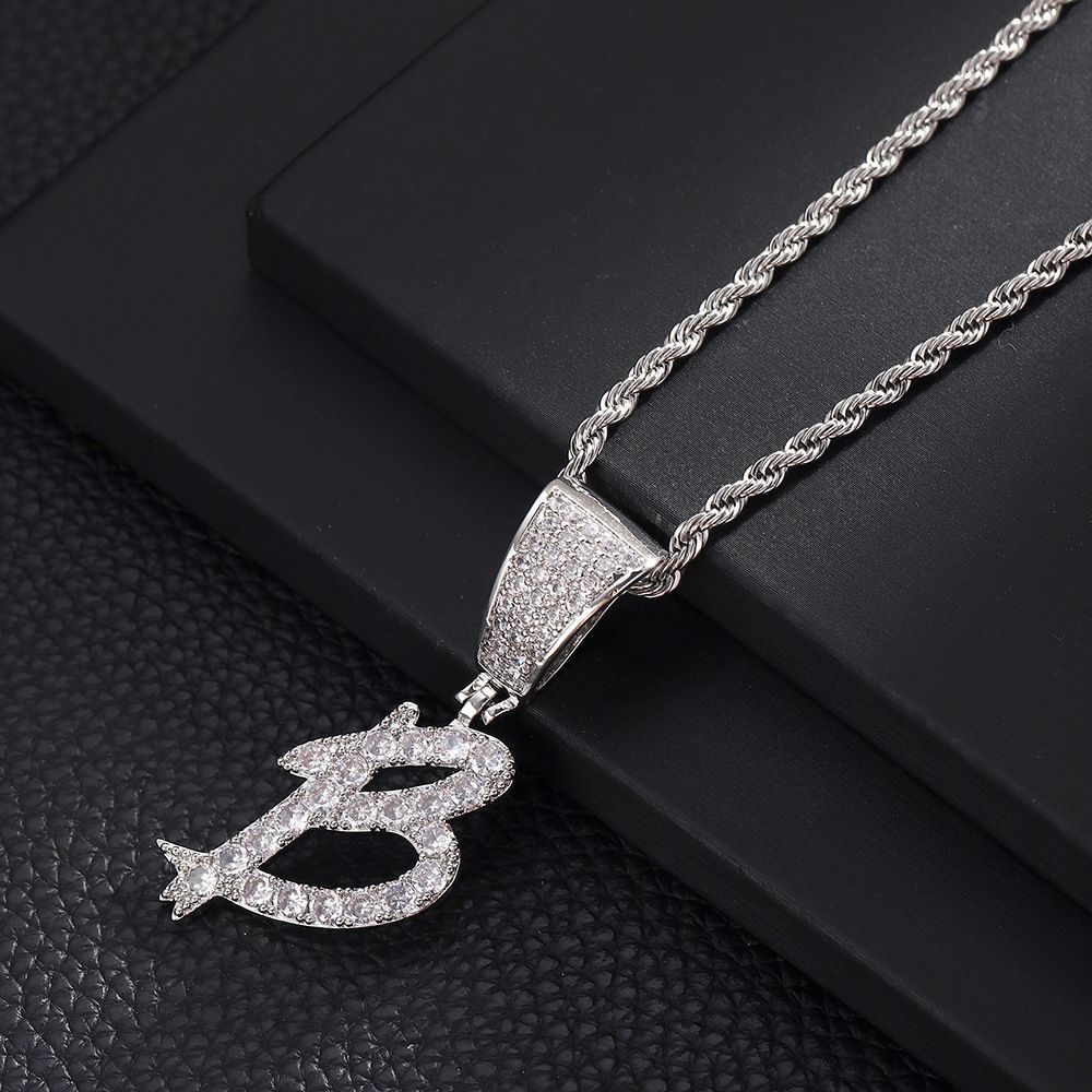 Letter English New Fashionable Diamond Inlaid Jewelry, Women's Pendant Necklace, Ins Design Sense, High-end_ipsvogv.com