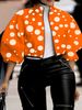 Women's Clothing Fashion Temperament Polka Dot Printed Short Top Jacket_ipsvogv.com