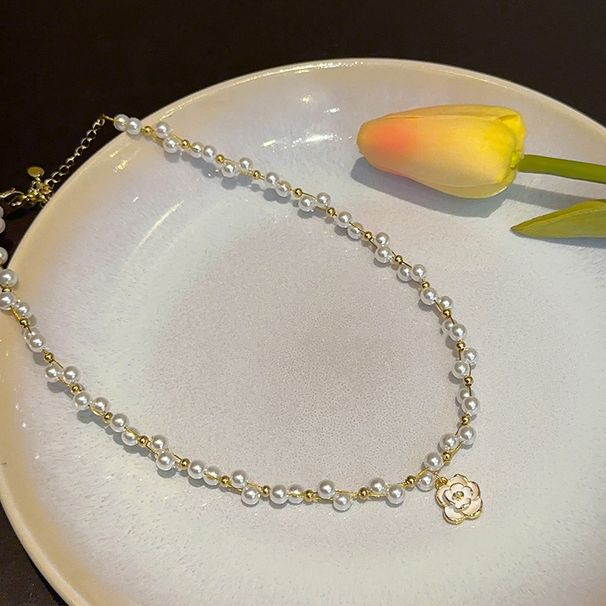French Pearl Camellia Necklace For Women Light Luxury Niche Design High End Fashion Temperament Versatile Necklace Clavicle Chain_ipsvogv.com