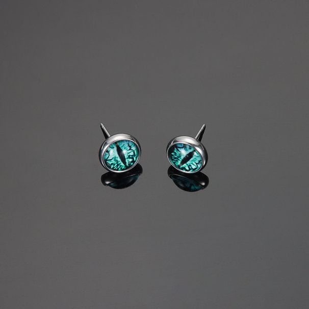 Devil's Eye Earstuds Men, Unique Glass Titanium Steel Earrings For Women, Cyberpunk, Green Eyes, Advanced Accessories,_ipsvogv.com