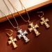 cross pearl zircon earrings INS design exquisite electroplating gold necklace jewelry_ipsvogv.com