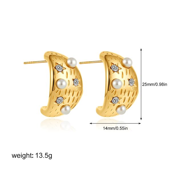 Women’s Jewelry Set Fashion High End Earrings Versatile Temperament Retro Earrings Geometric Inlaid Pearl Zircon Stainless Steel Earrings For Women_ipsvogv.com