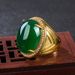 Trendy Live Streaming Gold-Plated Bold Adjustable Green Hetian Jade Cabochon Ring_ipsvogv.com