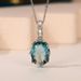 Cao Shi's New Luxury Light Sea Blue Simulation Ornament Oval Zircon Necklace Fashion Pendant Women's Clavicle_ipsvogv.com