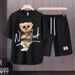 Men's Clothing 2024 Waffle Casual Summer Suit Men's Loose Teen Short sleeved T shirt Shorts Handsome Two piece Suit_ipsvogv.com