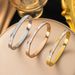 New Three Diamond White Fritillaria Shell Titanium Steel Simple And Versatile Fashion Accessories Bracelet_ipsvogv.com