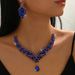 Pinduoduo Exaggerated Necklace Set Luxurious Crystal Jewelry Party Dress Accessories_ipsvogv.com
