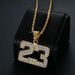 New Hip-Hop Jewelry Titanium Steel Gold-Plated Diamond-Studded Basketball Number 23 Pendant Necklace_ipsvogv.com