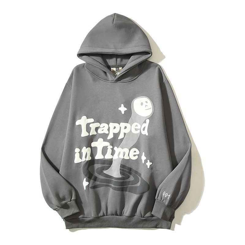 Women's Clothing high street hip hop Travis retro distressed trapped in time foam printed hoodie sweatshirt_ipsvogv.com