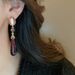 Designer Dia Inlaid Resin Water Drop Artistic Retro Light Long Earrings, Antique Style Earrings_ipsvogv.com