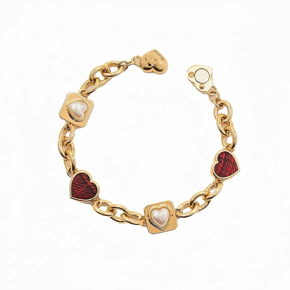 Jane Eyre Bracelet Pearl Magnetic Clasp Heart Cuban Chain Plaid Passion Series_ipsvogv.com