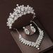 Fashion retro atmosphere pearl crown headdress necklace three piece accessories bride wedding dress princess crown_ipsvogv.com