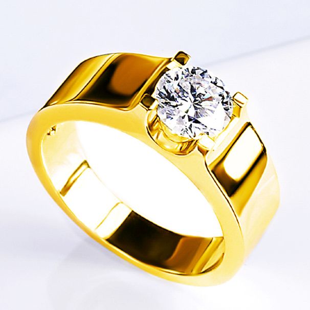 Simple Trendy Men's Business Elegant And Steady Gentleman Wedding Moissanite Horn 18 Gold 2-carat Diamond Ring_ipsvogv.com