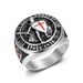 New Hip-Hop Men's Titanium Steel Gold-Plated Templar Red Cross Shield Ring_ipsvogv.com