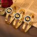 Punk Style Diamond Studded Lion Head Round Brand Elastic Opening Titanium Steel Gold-plated Bracelet, Niche Personalized_ipsvogv.com